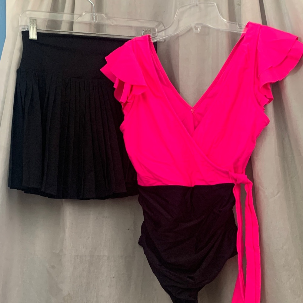 Fuchsia and Black Women's One Piece Swimsuit